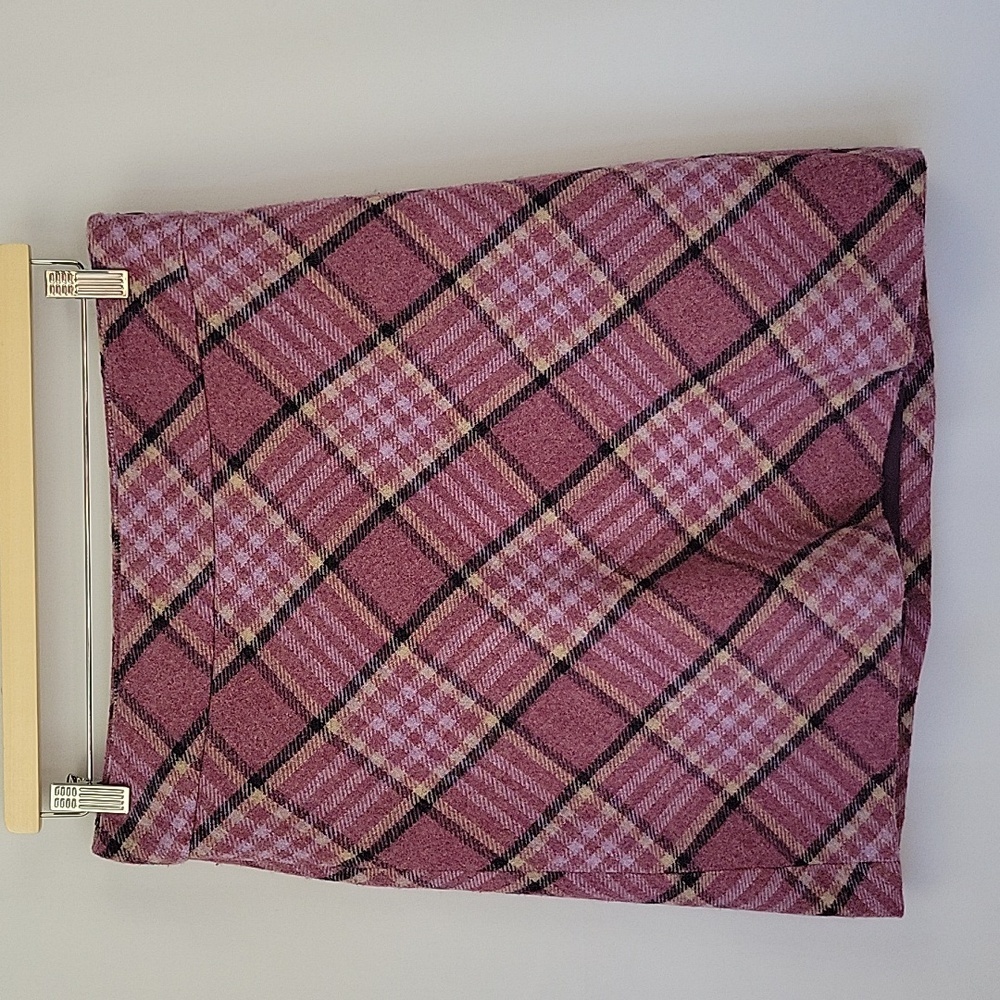 Talbots Wool Blend Mini Skirt Light Purple Plaid Size 4